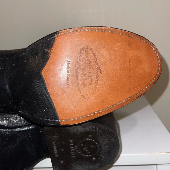 NWT Alberta Boots Ostrich & Kangaroo Black Leather Cowboy Boots Women Size 8.5 - Picture 5 of 12